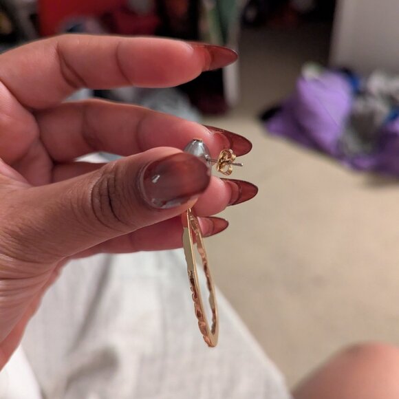 A New Day Textured Post with Organic Simulated Pearl Drop Earrings - Picture 3 of 4